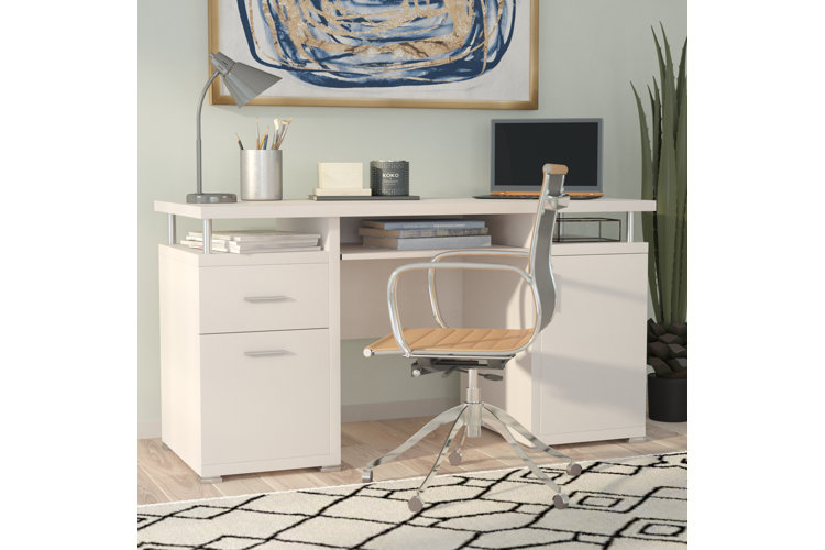 Office desk with drawers online and keyboard tray